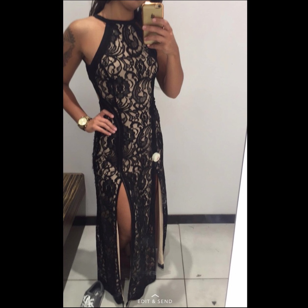 High Slit Lace Dress | Guess | US XXS